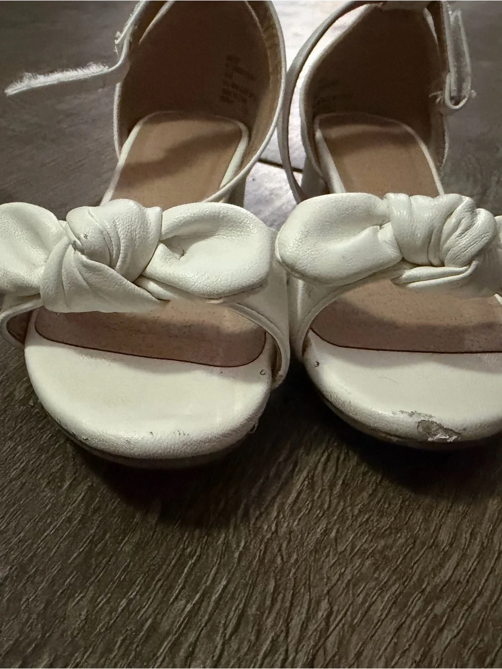 Kids Gold and White Bow Dress Shoes - Girls
